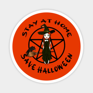Stay at Home Save Halloween Cheeky Witch Magnet
