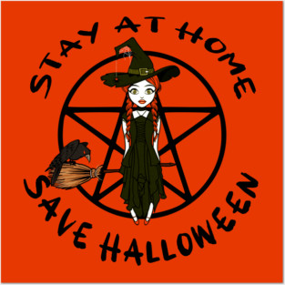 Stay at Home Save Halloween Cheeky Witch Posters and Art