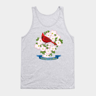 North Carolina State Cardinal Bird & Dogwood Flower Tank Top