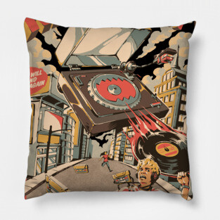 Retro Soundzilla Black - A Monstrous Vinyl Record Player Pillow