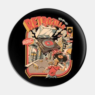 Retro Soundzilla Black - A Monstrous Vinyl Record Player Pin