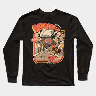 Retro Soundzilla Black - A Monstrous Vinyl Record Player Long Sleeve T-Shirt