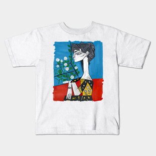 Modern Cubist Woman Portrait Illustration Kids T-Shirt
