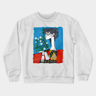 Modern Cubist Woman Portrait Illustration Crewneck Sweatshirt