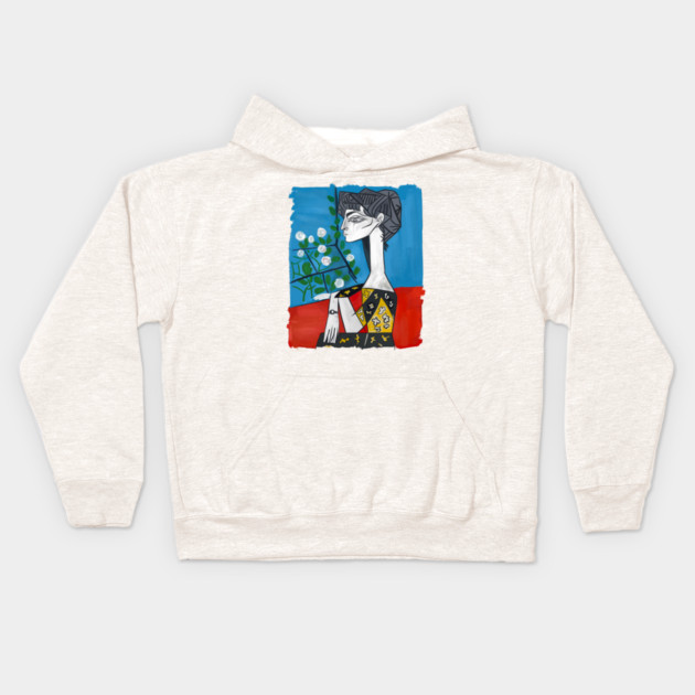 Modern Cubist Woman Portrait Illustration Kids Hoodie by denizko