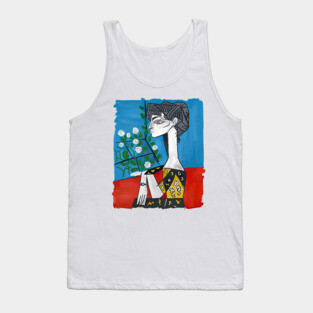 Modern Cubist Woman Portrait Illustration Tank Top