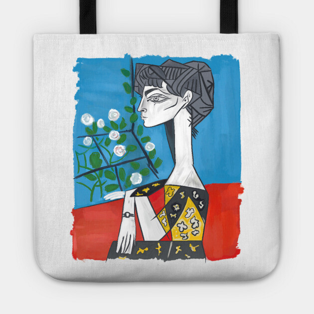 Modern Cubist Woman Portrait Illustration Tote by denizko