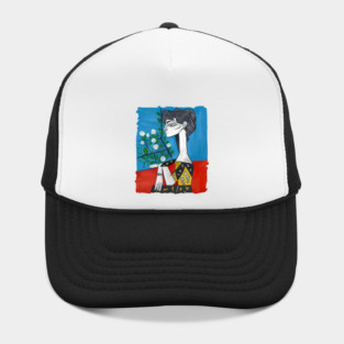 Modern Cubist Woman Portrait Illustration Hat