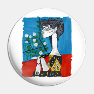 Modern Cubist Woman Portrait Illustration Pin