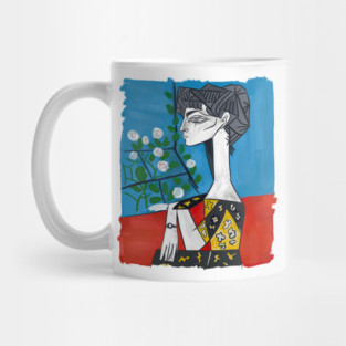 Modern Cubist Woman Portrait Illustration Mug