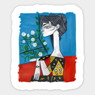 Modern Cubist Woman Portrait Illustration Sticker