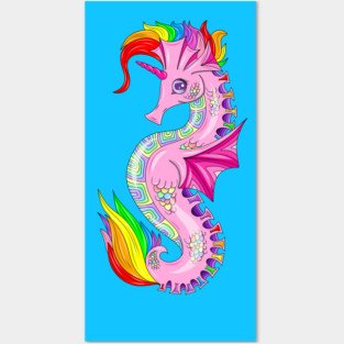 Unicorn Seahorse Posters and Art
