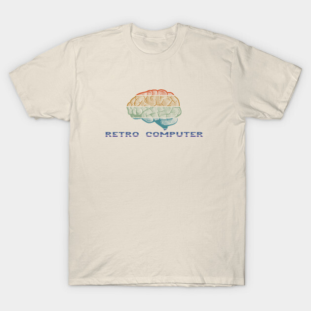 Retro Computer - Vintage Colored Brain T-Shirt by Jitterfly