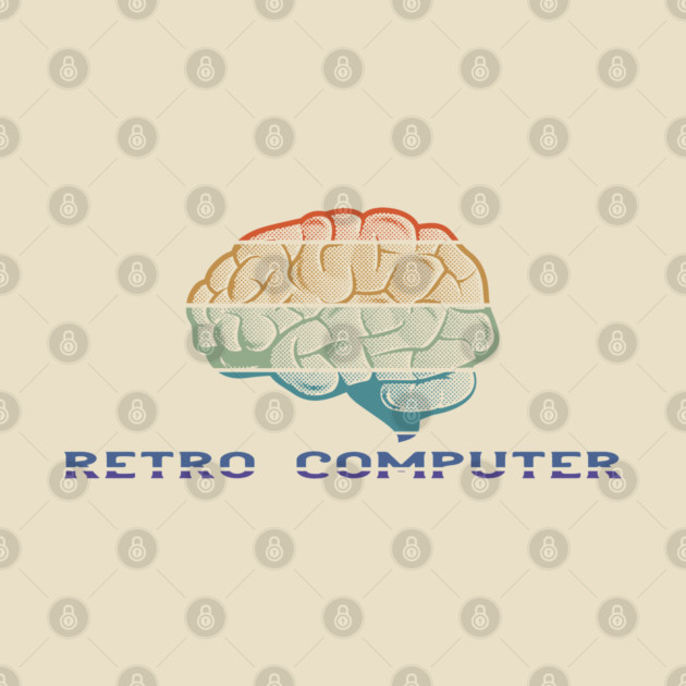 Retro Computer - Vintage Colored Brain by Jitterfly