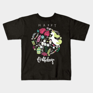 Unicorn Happy Birthday Kids T-Shirt