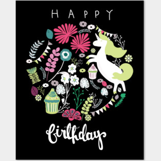 Unicorn Happy Birthday Posters and Art
