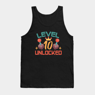 Level 10 Unlocked Gamers Birthday Gift Level 10 Gaming Gift Tank Top