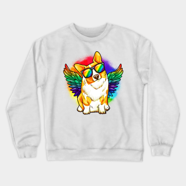 Funny Corgi Dog Rainbow Pride Crewneck Sweatshirt by creative
