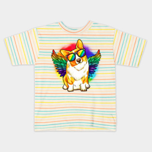 Funny Corgi Dog Rainbow Pride Kids T-Shirt