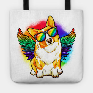 Funny Corgi Dog Rainbow Pride Tote