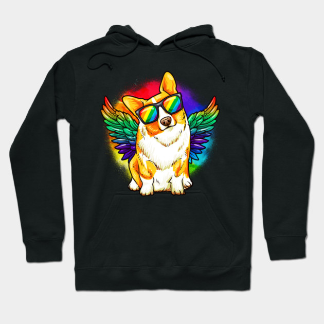 Funny Corgi Dog Rainbow Pride Hoodie by creative