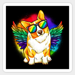 Funny Corgi Dog Rainbow Pride Sticker