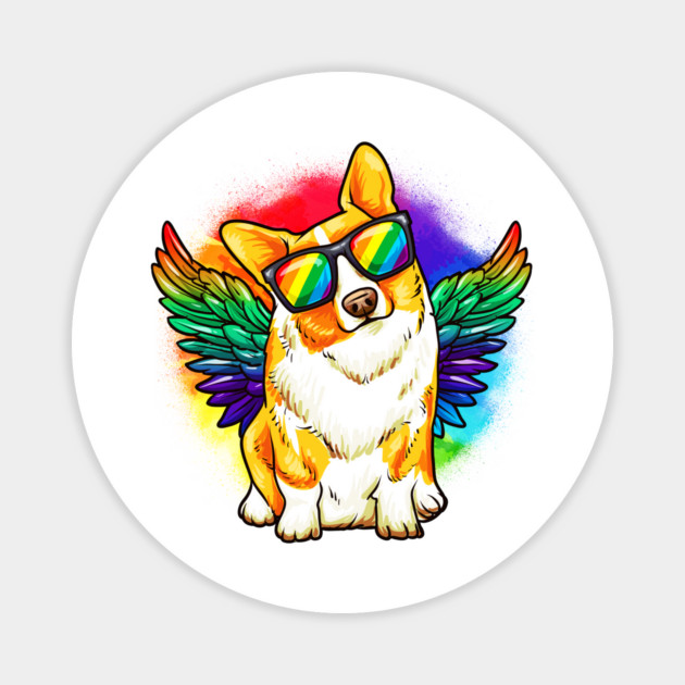 Funny Corgi Dog Rainbow Pride Magnet by creative