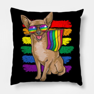 Funny Chihuahua Rainbow Pride Pillow