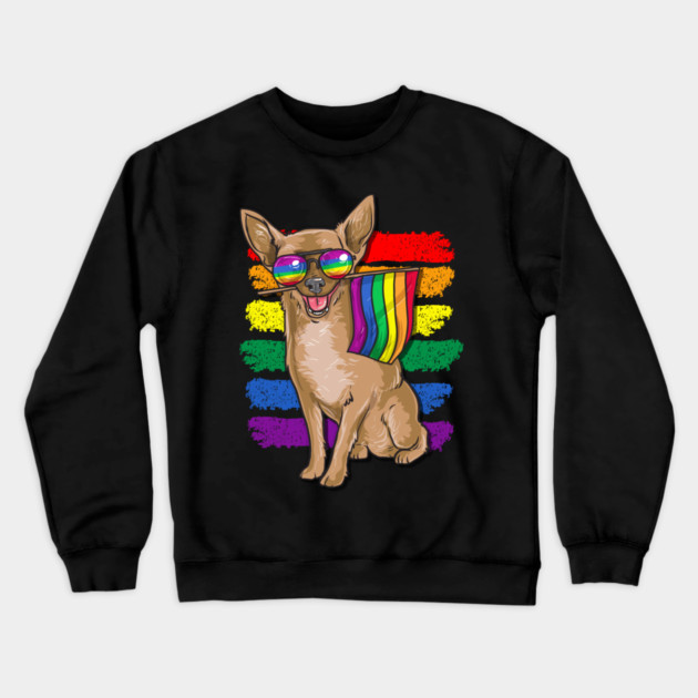 Funny Chihuahua Rainbow Pride Crewneck Sweatshirt by creative