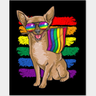 Funny Chihuahua Rainbow Pride Posters and Art