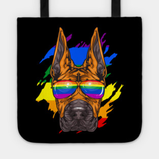 Funny Great Dane Dog Rainbow Pride Tote