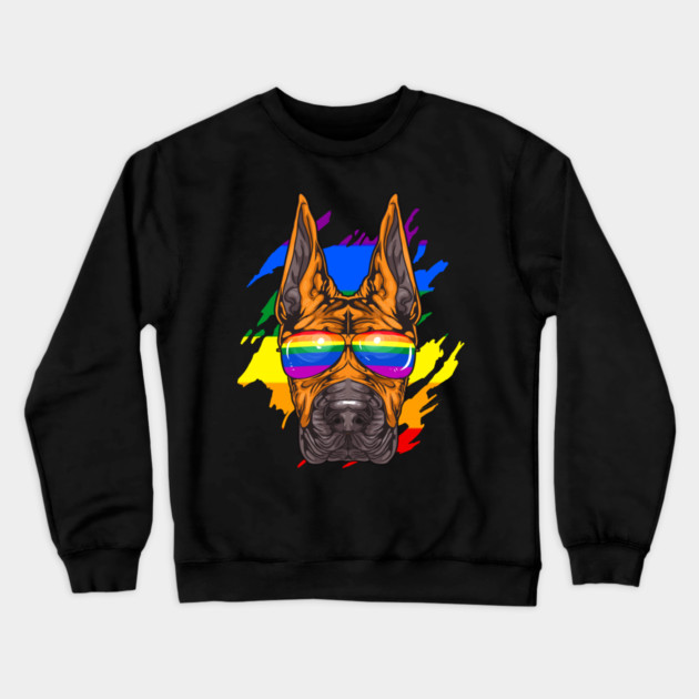 Funny Great Dane Dog Rainbow Pride Crewneck Sweatshirt by creative