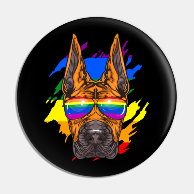Funny Great Dane Dog Rainbow Pride Pin by creative