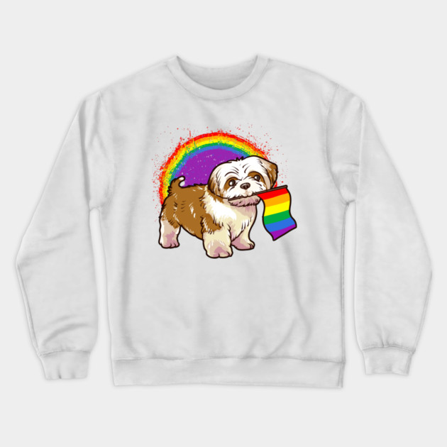 Funny Shih Tzu Dog Rainbow Pride Crewneck Sweatshirt by creative