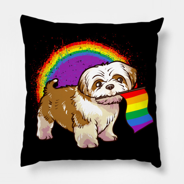 Funny Shih Tzu Dog Rainbow Pride Pillow by creative