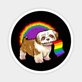 Funny Shih Tzu Dog Rainbow Pride Magnet