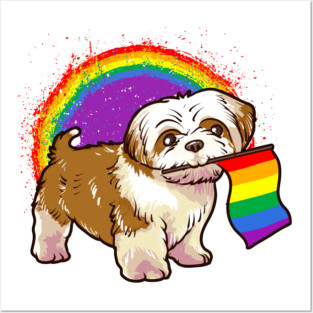 Funny Shih Tzu Dog Rainbow Pride Posters and Art
