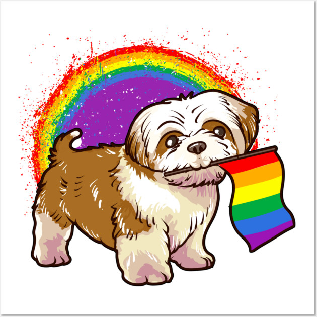 Funny Shih Tzu Dog Rainbow Pride Wall Art by creative