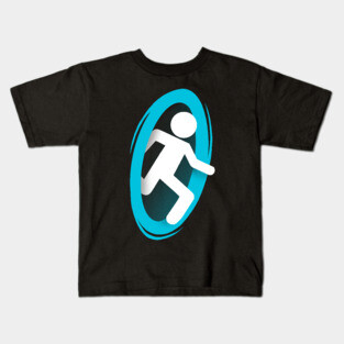 Blue Portal front and back - Video Game Kids T-Shirt