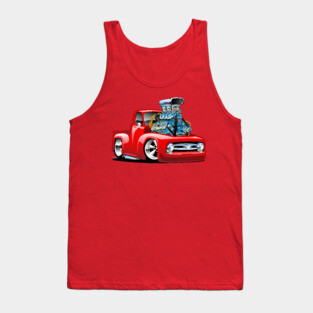 American Classic Hot Rod Pickup Truck Cartoon Tank Top