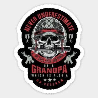 Grandpa Veteran Never Underestimate a Veteran Grandpa Father’s Day Gift Magnet