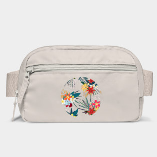 Frangipani, lily palm leaves tropical vibrant summer flower Bag