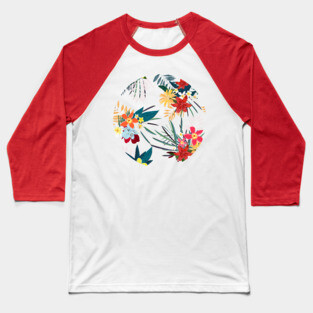 Frangipani, lily palm leaves tropical vibrant summer flower Baseball T-Shirt