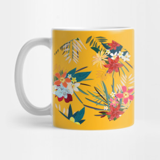 Frangipani, lily palm leaves tropical vibrant summer flower Mug