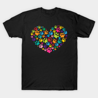 Colorful dog paw print made of heart T-Shirt