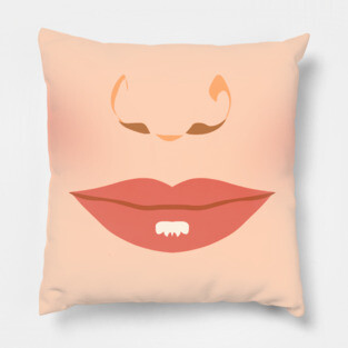 Illustration of Beautiful Woman's Pink Lips and Smile Pillow