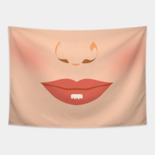 Illustration of Beautiful Woman's Pink Lips and Smile Tapestry