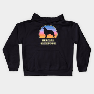 Belgian Sheepdog Vintage Sunset Dog Kids Hoodie