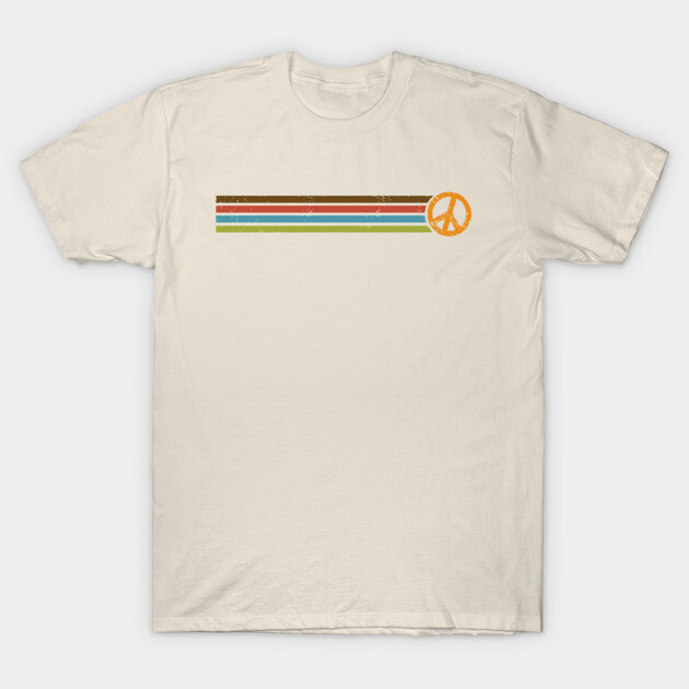 RETRO PEACE STRIPES - 70s Vintage Color Palette T-Shirt by Jitterfly
