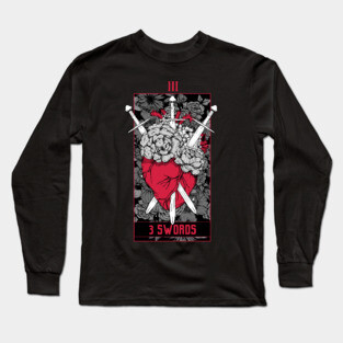 3 Swords Tarot Card - Red Long Sleeve T-Shirt